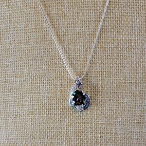Mystic Topaz & White Topaz 925 Necklace with Blue Opal Inlay